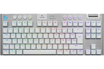 Clavier sans fil compact sans pavé numérique pour gaming / Choisissez votre connectivité avec Tri-Mode: LIGHTSPEED 2,4 GHz , Bluetooth ou filaire avec câble USB-C / Configurez jusqu'à 15 fonctions par touche pour transformer votre clavier sans fil en un centre de commande personnalisé / jusqu'à 42 h d'autonomie avec le RVB à 100 %, jusqu'à 100 h d'autonomie avec le RVB à 50 % et jusqu'à 1 000 h avec le RVB éteint