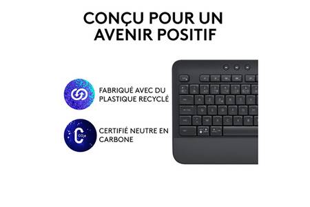 Clavier Sans Fil Logitech K650 - Ergonomique Avec Repose-Poignets - Connectivité Bluetooth/USB - Gris