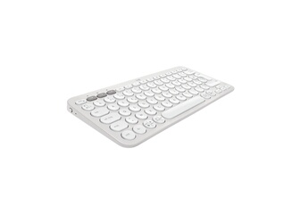 Clavier bluetooth sans fil fin, compact et portable à multidispositifs / Fabriqué à partir de plastique recyclé. / Connectez 3 dispositifs (Windows/macOS/iPadOS/ChromeOS) et passez de l'un à l'autre avec le bouton Easy-Switch. / Accès instantané à la recherche, la capture d'écran, au menu émojis ; personnalisez les 10 touches Fn avec Logi Options+