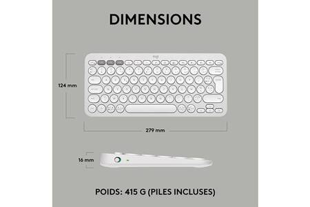 Logitech Pebble Keys 2 K380s clavier sans fil Bluetooth multidispositif, raccourcis personnalisables, fin et portable, Easy-Switch pour Windows/macOS/iPadOS/ Android/ChromeOS -Blanc, Clavier FR AZERTY Logitech Pebble Keys 2 K380s clavier sans fil Bluetooth multidispositif, raccourcis personnalisables, fin et portable, Easy-Switch pour Windows/macOS/iPadOS/ Android/ChromeOS -Blanc, Clavier FR AZERTY