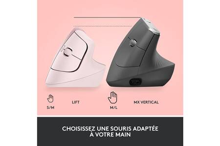 Souris Ergonomique Logitech Lift - Verticale Sans Fil Pour Mains Petites/Moyennes - Graphite