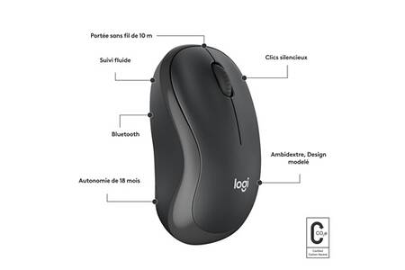 Logitech M240 Silent Souris Sans Fil Bluetooth Graphite (910-007119