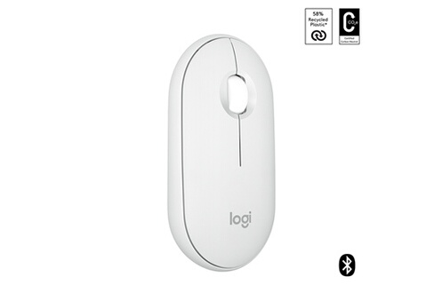Souris Logitech Pebble Mouse 2 M350s souris fine sans fil Bluetooth,  portable, légère - Blanche - 910-007013