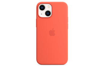 Coque et étui téléphone mobile Apple Coque en silicone avec MagSafe pour iPhone 13 mini - Nectarine