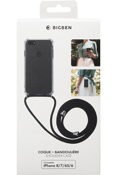 Coque transparente + bandouli&egrave;re noire IP6/6S/7/8