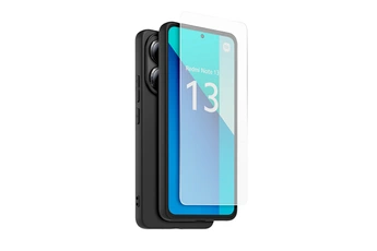 Made For Xiaomi - Pack Coque arriere semi-rigide noir & Protege-ecran en verre trempe pour Redmi Note 13 4G