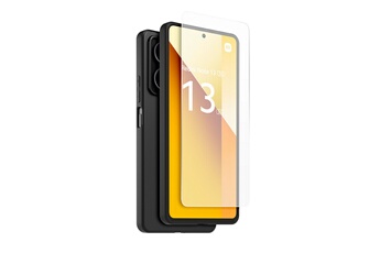 Made For Xiaomi - Pack Coque arriere semi-rigide noir & Protege-ecran en verre trempe pour Redmi Note 13 5G