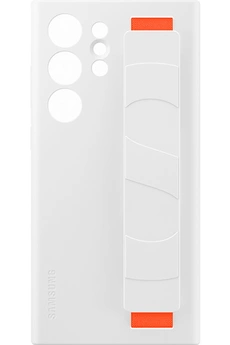 Coque et étui téléphone mobile Samsung Coque Silicone avec lanière S23 Ultra Blanc