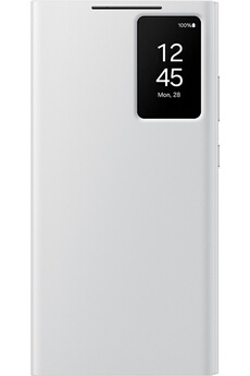 Coque et étui téléphone mobile Samsung Etui Smart View avec porte-carte pour Galaxy S24 Ultra Gris C