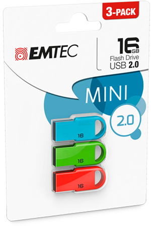Clé USB Emtec Pack de 3 mini clés USB 2.0 D250 16 Go