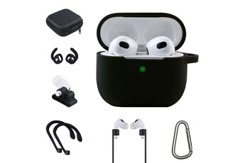 Kit d'accessoires 7 en 1 pour AirPods 3 / paire de bouchons et de crochets d'oreille silicone / boucle d'accroche pour bracelet de montre, étui de rangement