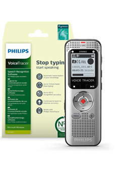 Dictaphone Philips PACK DVT2001 + Logiciel de reconnaissance vocale