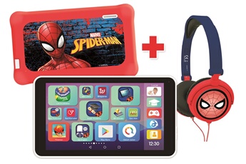 Tablette Tactile Enfant Lexibook LexiTab® Master avec Pochette de Protection et Casque Stéréo Spider-Man (version FR)