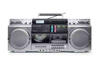 Lecteur CD / Cassette portable - Bluetooth / Puissance de sortie 80 watts / Port USB - Lecteur de carte micro SD / Tuner analogique