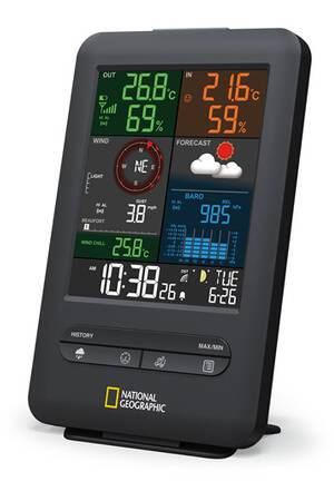 National Geographic Station Météo Wi-Fi 7-en-1 Capteur Pro – Écran Couleur 5,7″, Prévision 12h