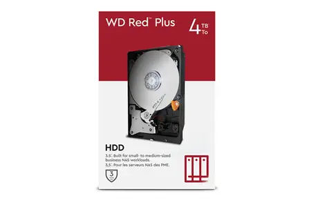 Western Digital WD Red Plus NAS harde schijf 4 TB (3,5'', Workload 180 TB/ jaar, 5400 RPM, 256 MB Cache, NASware-firmware voor compatibiliteit, 8 Bays