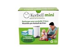 Pack poubelles à couches 9L + 3 recharges Korbell – Bambinou