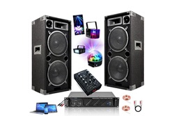 Enceintes, baffle et amplis DJ Ibiza Sound Pack sono dj avec ampli 3200w +  2 enceintes 1500w + mixage + casque + micro + câbles.. pa dj sono mix