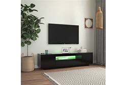 Grand meuble TV LED, L 160 cm, meuble TV Noir avec tiroirs et étagères,  console de stockage multimédia TV