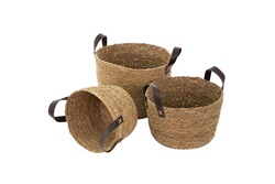 Panier à linge 3 compartiments en bambou ALBIN tissu écru avec roulettes -  Achat & prix