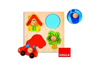 Puzzle Goula Encastrement 4 pièces en bois : puzzle couleur