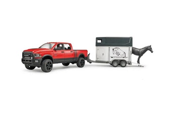 Camion Bruder Camion dogde ram 2500 avec remorque à chevaux avec 1 cheval - bruder 02501