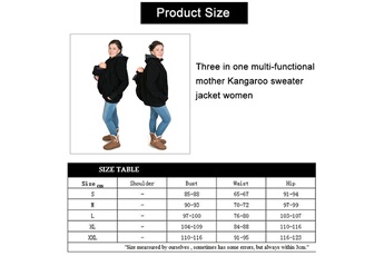 Porte-Bébés Wewoo Porte bébé trois-en-un mère multifonctions kangourou zipper hoodie manteau avec cap avant taille: xxl poitrine: 110-116cm 91-95cm hanche: 116-123cm no