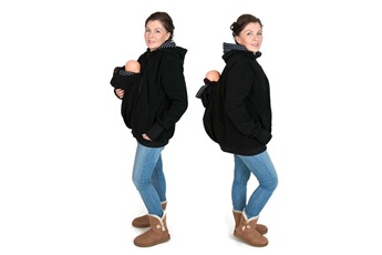Porte-Bébés Wewoo Porte bébé trois-en-un mère multifonctions kangourou zipper hoodie manteau avec cap avant taille: s poitrine: 85-88cm 65-67cm hanche: 91-94cm noir + b
