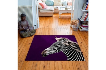 Tapis pour enfant Artpilo Tapis carré velours antidérapant imprimé animaux zebra - 135 x 135 cm