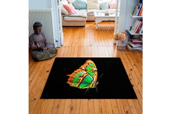 Tapis pour enfant Artpilo Tapis carré velours antidérapant imprimé papillons orange butterfly - 135 x 135 cm