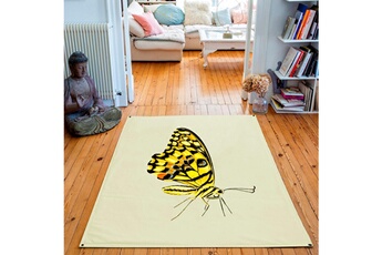 Tapis pour enfant Artpilo Tapis rectangulaire velours antidérapant imprimé papillons yellow butterfly - 135 x 200 cm