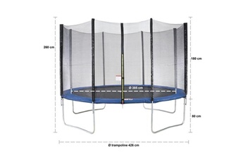 Trampoline Marque Generique Trampoline trampoline maxi eco ø 430 cm bleu - avec filet, echelle, couverture de protection