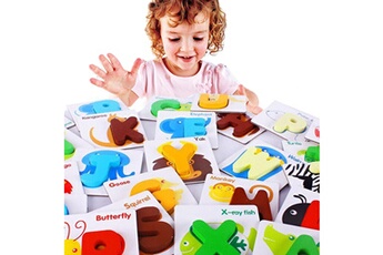 Autres jeux créatifs AUCUNE Puzzle en bois anglais alphabet nombre cartes bébé apprentissage animal enfants jouets cadeaux