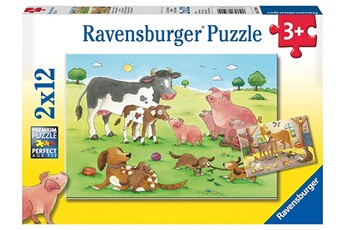 Puzzle Ravensburger Ravensburger - 07590 4 - puzzle - heureuses familles d'animaux - 2 x 12 pièces