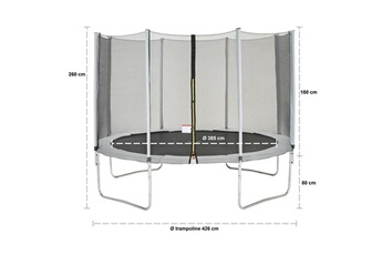 Trampoline Marque Generique Trampoline trampoline maxi eco ø 430 cm gris - avec filet, echelle, couverture de protection
