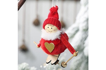Peluche AUCUNE Arbre de noël décoration pendentif laine plume ski poupée jouet - rouge