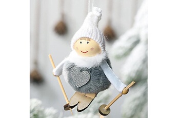 Peluche AUCUNE Arbre de noël décoration pendentif laine plume ski poupée jouet - gris