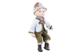 Poupée Pearl Poupée de collection en porcelaine avec costume bavarois traditionnel - garçon