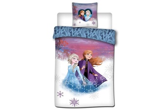 Parure enfant Aymax Parure de lit simple - la reine des neiges - anna et elsa dans la neige - 140 cm x 200 cm