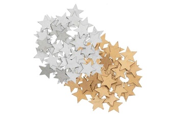 Article et décoration de fête Rico Design Confettis étoiles en bois - or-argent