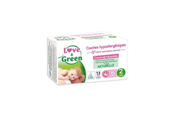 Couche bébé Love & Green Love and green couches taille 2 - certifiées ecbel et hypoallergéniques t2 x 44 (3 a 6 kilos)