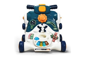 Trotteurs Costway 3 en 1 trotteur pousseur pour enfants avec lumière et musique développement de l'intelligence 6-36 mois bleu
