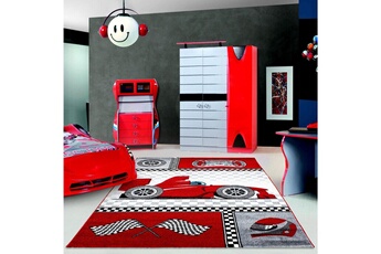 Tapis pour enfant Kids Formule 1 - tapis d'enfant a motifs voitures de course - rouge 080 x 150 cm