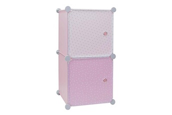 Commode et table à langer The Home Deco Kids Rangement enfant 2 cubes mobulables 30x30 cm rose et blanc