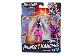 Figurine de collection Hasbro Power rangers - dino fury - figurine articulee ranger rose de 15 cm inspiree de la serie - avec cle dino fury et arme
