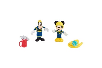 Figurine de collection Mia Gioielli Mickey, 2 figurines articulées 7,5 cm avec accessoires, theme pompier, jouet pour enfants des 3 ans, mcc044