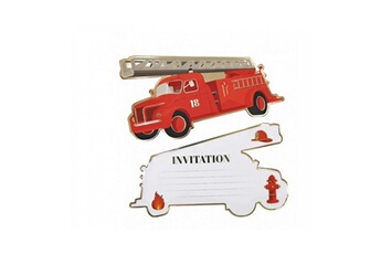 Article et décoration de fête Party Pro Lot de 8 invitations pompiers