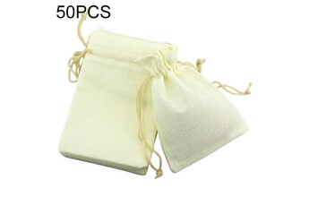 Article et décoration de fête Wewoo 50 pcs multi taille lin jute cordon cadeau sacs mariage faveurs de fête d'anniversaire de sacstaille 9x12cm beige