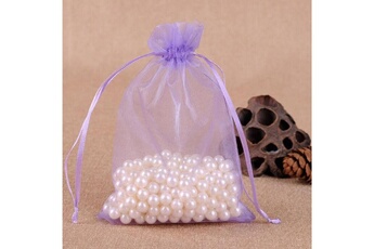 Article et décoration de fête Wewoo 100 pcs sacs cadeau bijoux organza sac de mariage anniversaire fête pochettes dessinstaille du 7x9cm violet clair