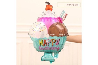 Article et décoration de fête Wewoo 4 pcs donut bonbons en forme de crème glacée ballons en aluminium joyeux anniversaire décorations grand hélium gonflable (crème glacée)